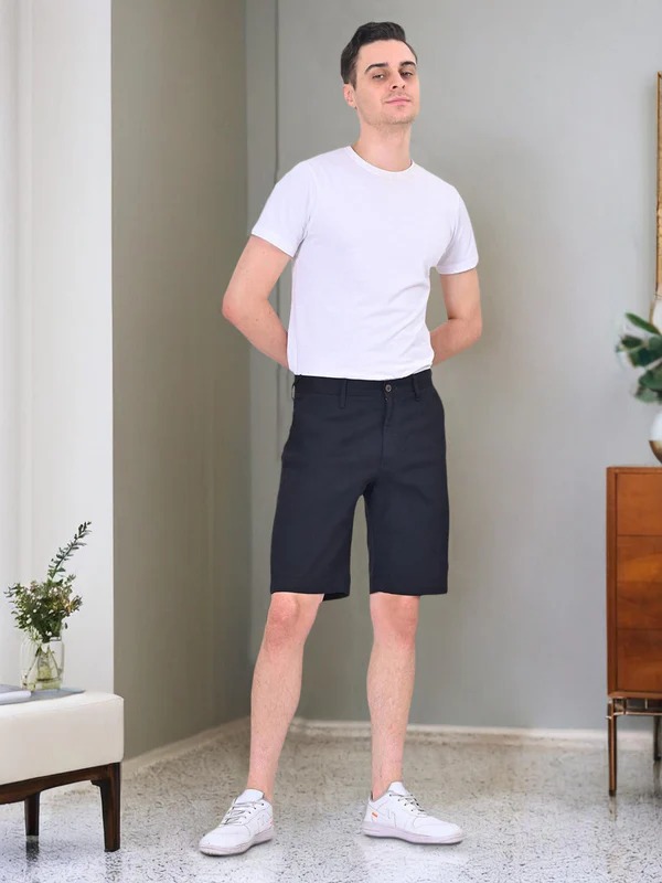 Indian Terrain Men's Regular Fit Solid Black Shorts